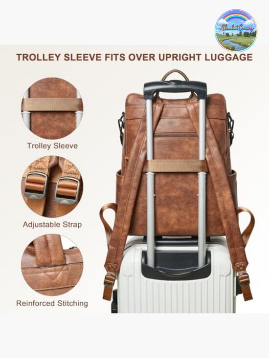 Faux Leather Laptop Backpack for Women 15.6\